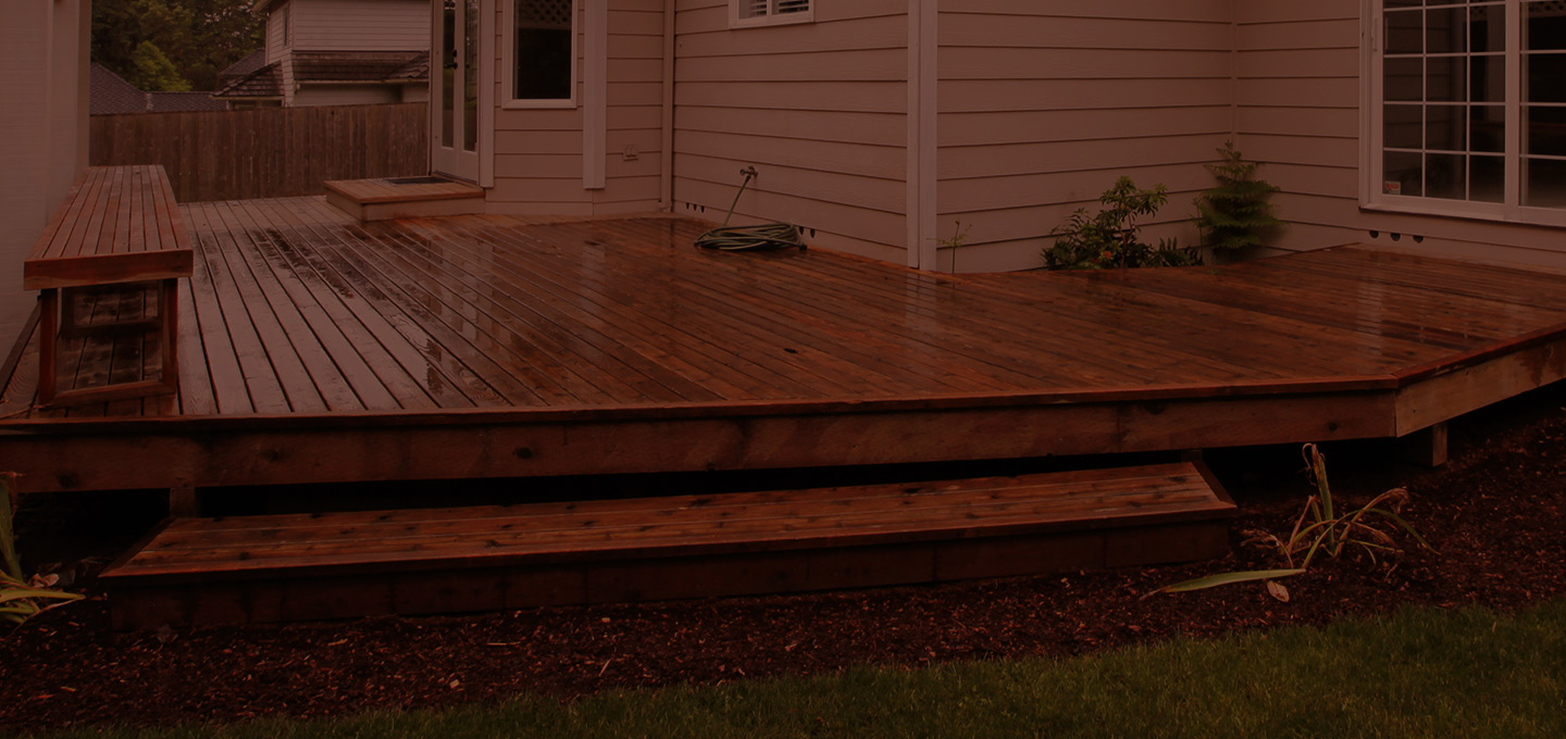 close up of a custom wood deck on a houses yard manchester nj